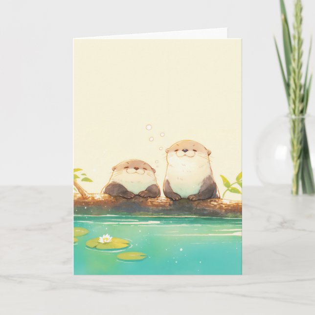 Joyful Otter Duo by the Water Card (Front)