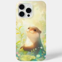 Joyful Otter in a Rainy Floral Wonderland
