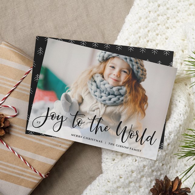 Joyful Overlay Holiday Photo Card | Noir (Creator Uploaded)