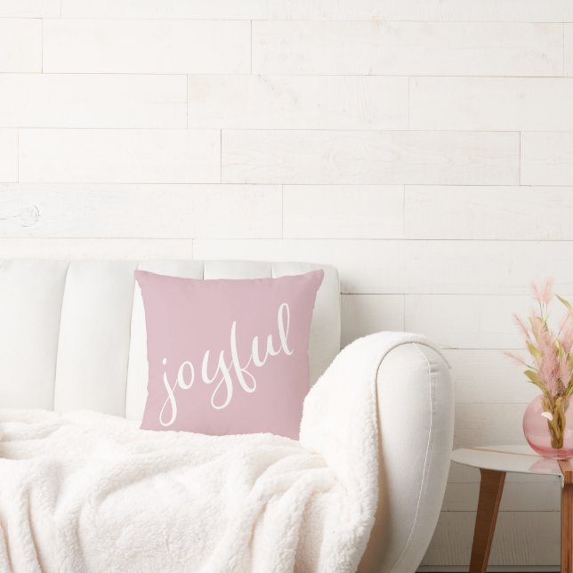 Joyful Pastel Pink Script Christmas Holiday Cushion (Couch)