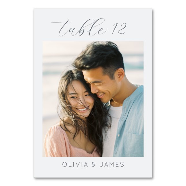 Joyful Pastel Romantic Photo Table Number (Front)