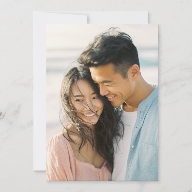 Joyful Peach Blue Candid Photo Invitation (Front)