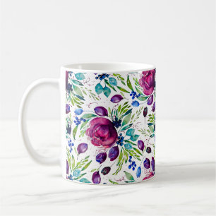 Joyful Peonies Watercolor Floral Coffee Mug