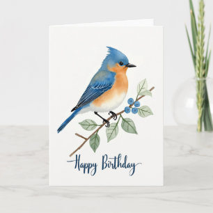 Joyful Perched Bird Art Card