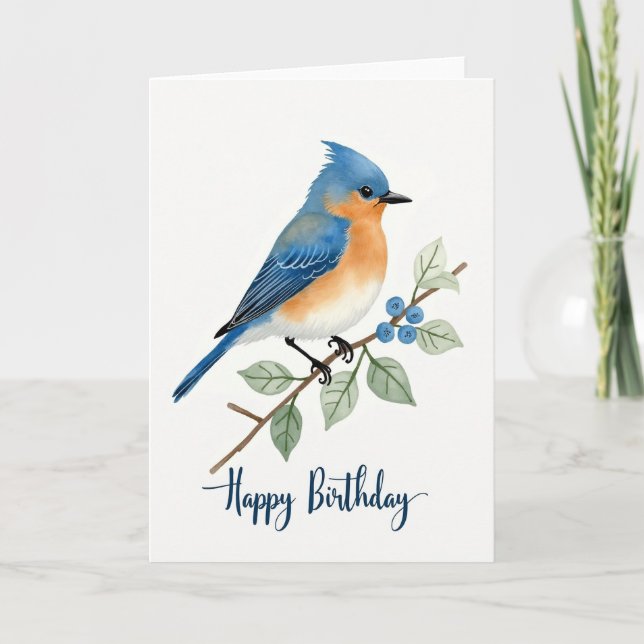 Joyful Perched Bird Art Card (Front)
