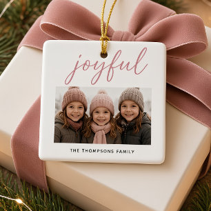 Joyful Personalised Family Photo Christmas Ceramic Ornament