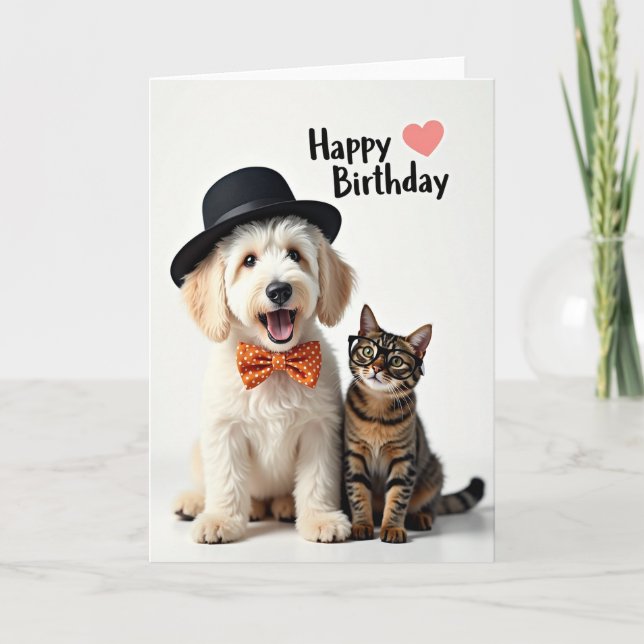 Joyful Pet Duo Birthday Card (Front)