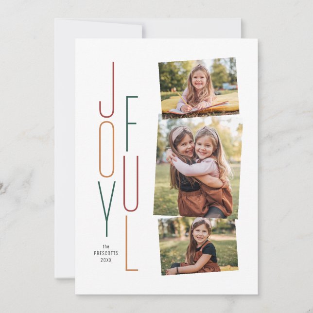 Joyful photo collage colourful holiday card (Front)