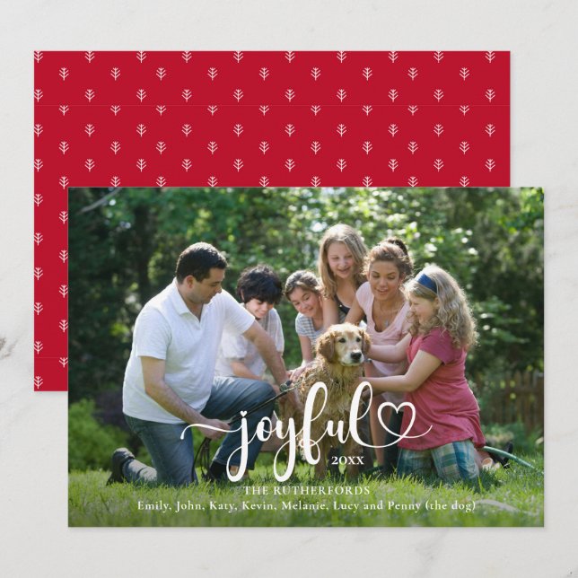 Joyful Photo Script Christmas Holiday Card (Front/Back)
