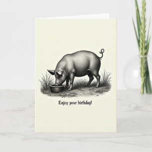Joyful Pig Engraving Card