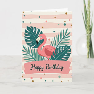 Joyful Pink Bird Birthday Card
