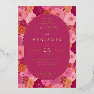 Joyful Pink Floral Wedding Invitation