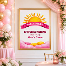 Joyful Pink Little Sunshine Baby Shower Welcome