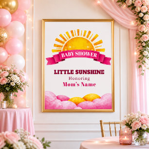 Joyful Pink Little Sunshine Baby Shower Welcome Poster