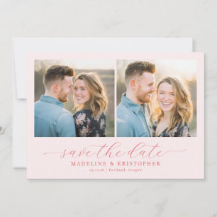 Joyful Pink Romantic Photo Collage Save The Date