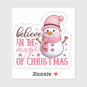 Joyful Pink Snowman Spreads Christmas Cheer