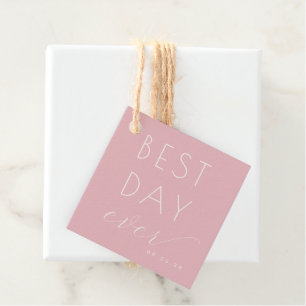 Joyful Pink Typographic Greeting Favour Tags