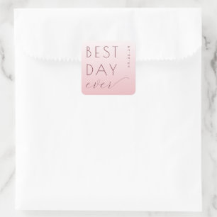 Joyful Pink Typographic Greeting Square Sticker