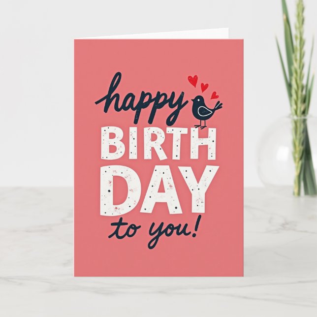 Joyful Pink Typography Card (Front)
