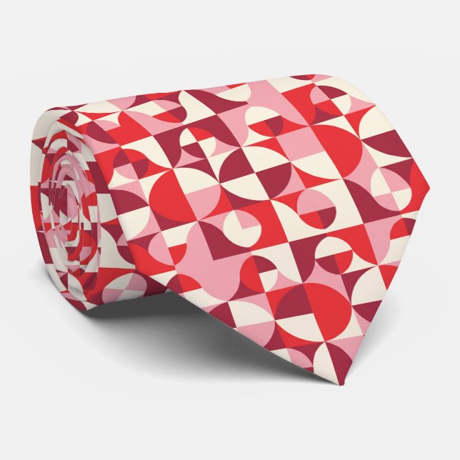 Joyful Pinky Pink and Juicy Red Retro Mod Tie (Rolled)