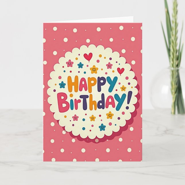 Joyful Polka Dot Birthday Card (Front)