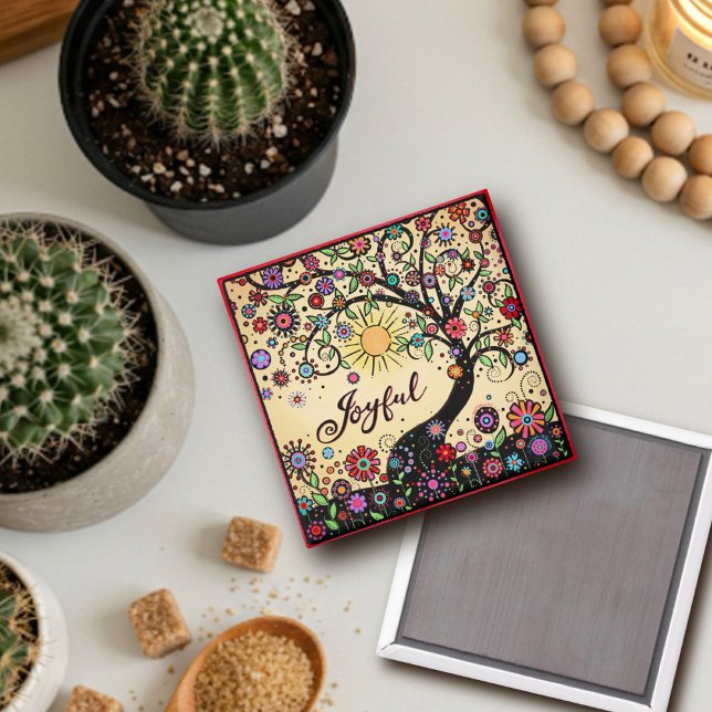 Joyful Pretty Tree Colourful Floral Inspirivity Magnet (Creator Uploaded)