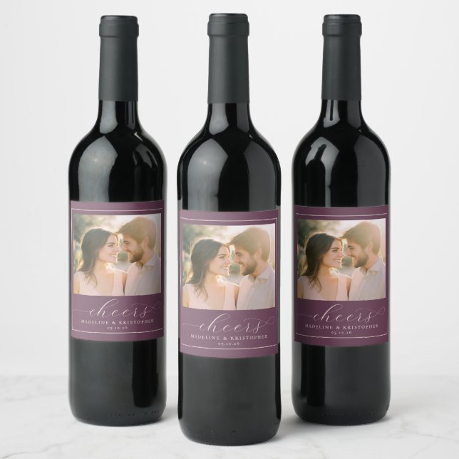 Joyful Purple Modern Photo Wine Label (Bottles)