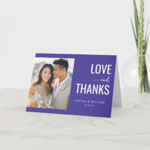 Joyful Purple Romantic Photo Thank You Card