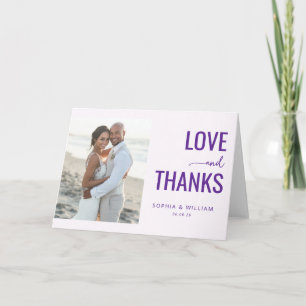 Joyful Purple Romantic Photo Thank You Card