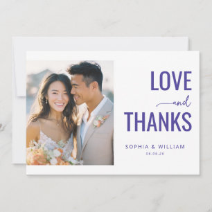 Joyful Purple Romantic Photo Thank You Card