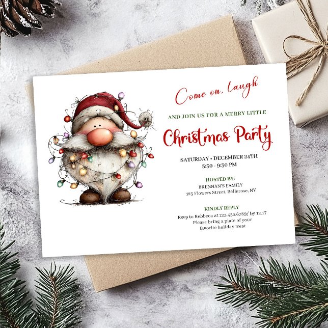 Joyful Quirky Santa Red Green Digital Party Invite (Joyful Quirky Santa Red Green Digital Party Invite)