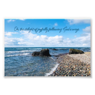 Joyful Quote Inspiring Beach Photography Photo Print