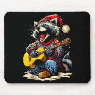 Joyful Raccoon Playing Guitar Animal Guitarist Chr Mouse Pad