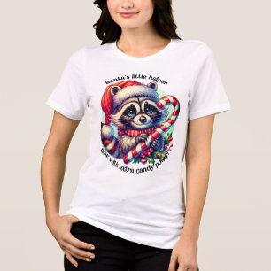 Joyful racoon in Santa hat Tri-Blend Shirt