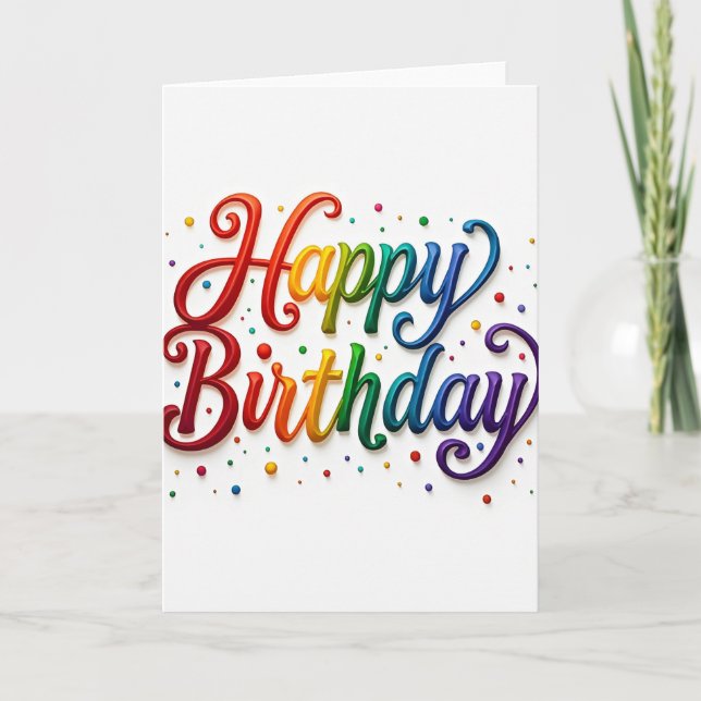 Joyful Rainbow 3D Birthday Card (Front)