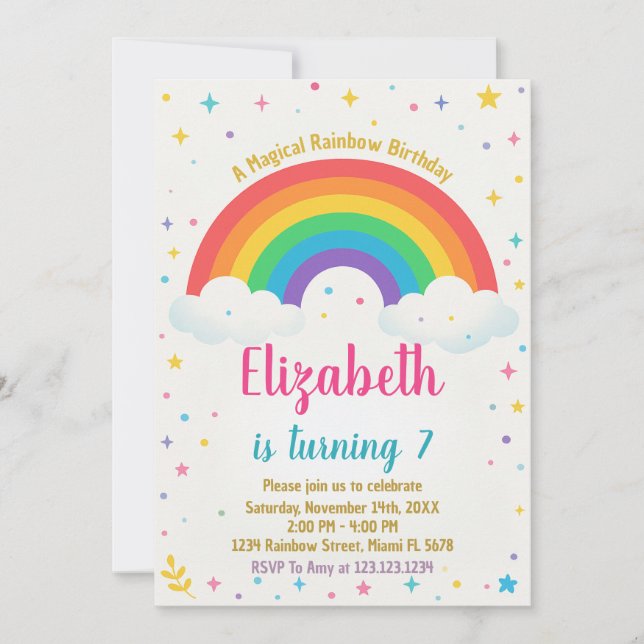 Joyful Rainbow Birthday Invitation (Front)