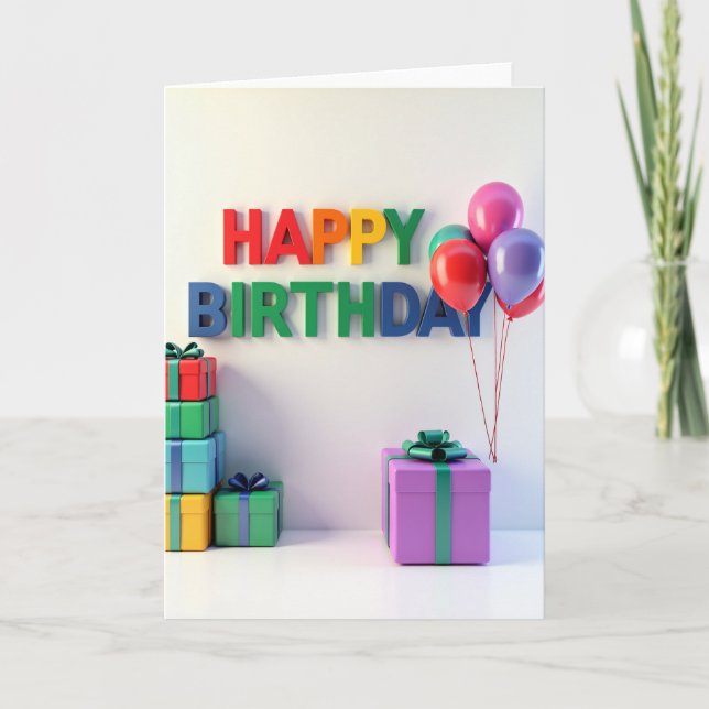 Joyful Rainbow Letters Card (Front)