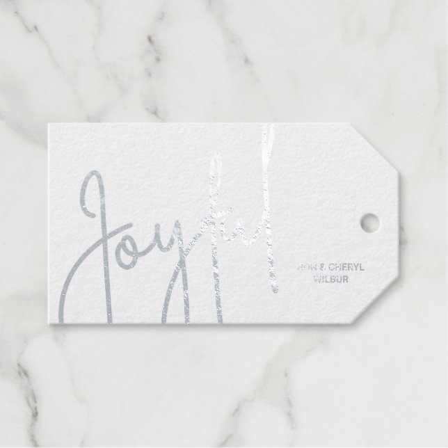 Joyful Real Silver foil gift tags (Front (Horizontal))