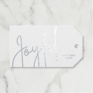 Joyful Real Silver foil gift tags
