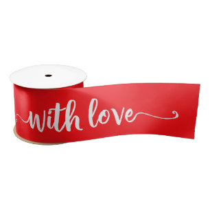 Joyful Red and White With Love Satin Ribbon