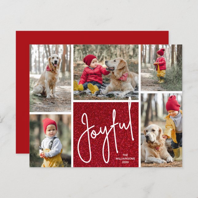 JOYFUL Red Budget Holiday Cards (Front/Back)