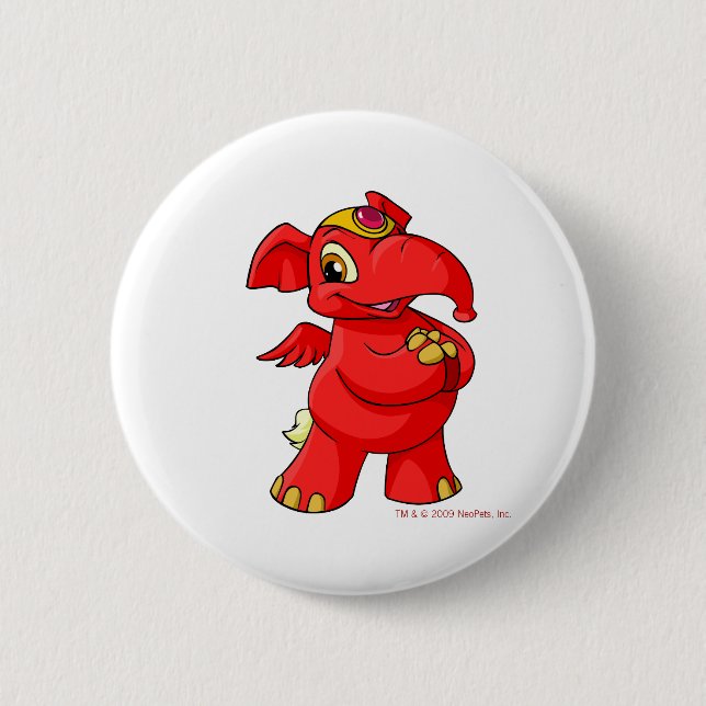 Joyful red Elephante 6 Cm Round Badge (Front)