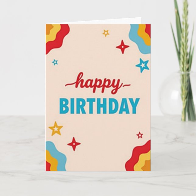 Joyful Red Script Birthday Card (Front)