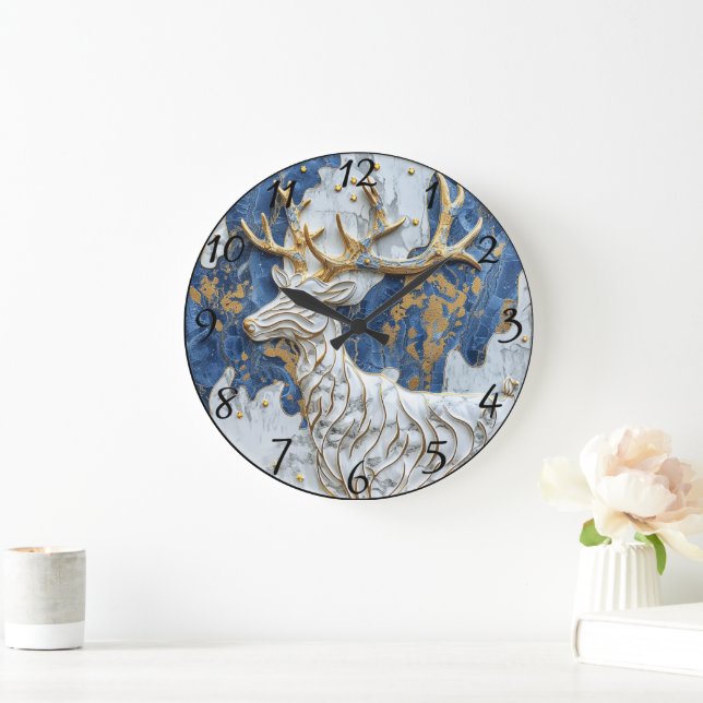 Joyful Reindeer Holiday Magic Large Clock (Home)