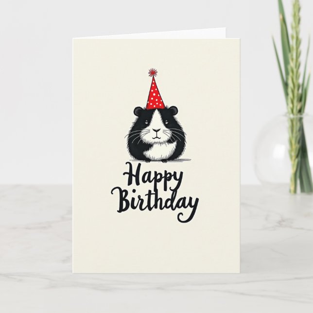 Joyful Rodent Party Hat Card (Front)