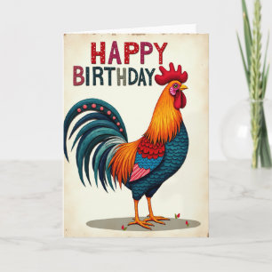 Joyful Rooster Birthday Card