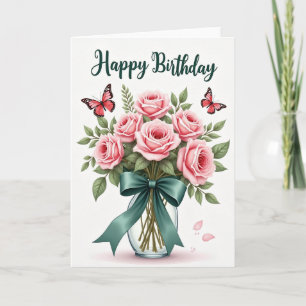 Joyful Rose Butterfly Card