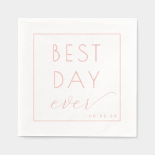 Joyful Rose Gold Calligraphy Wedding Napkin