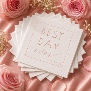 Joyful Rose Gold Typographic Foil Napkins