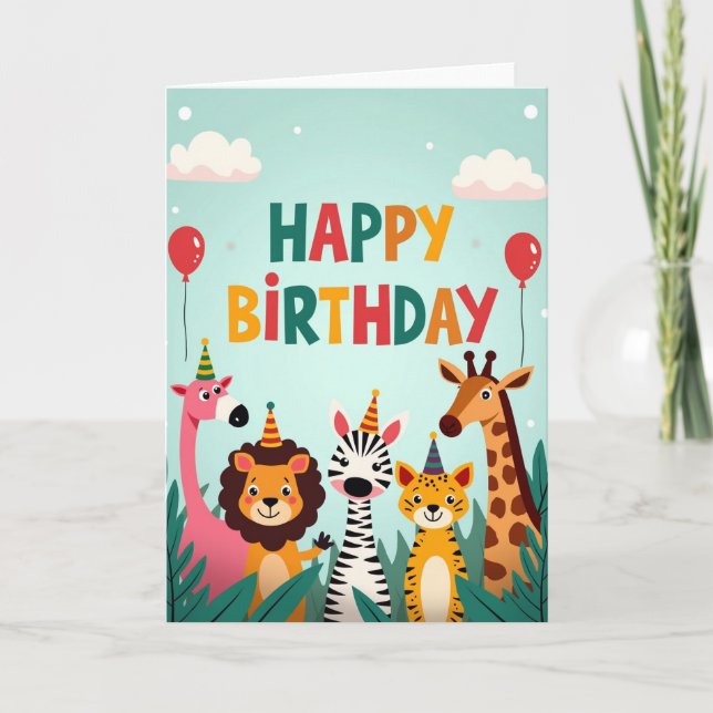 Joyful Safari Animals Card (Front)